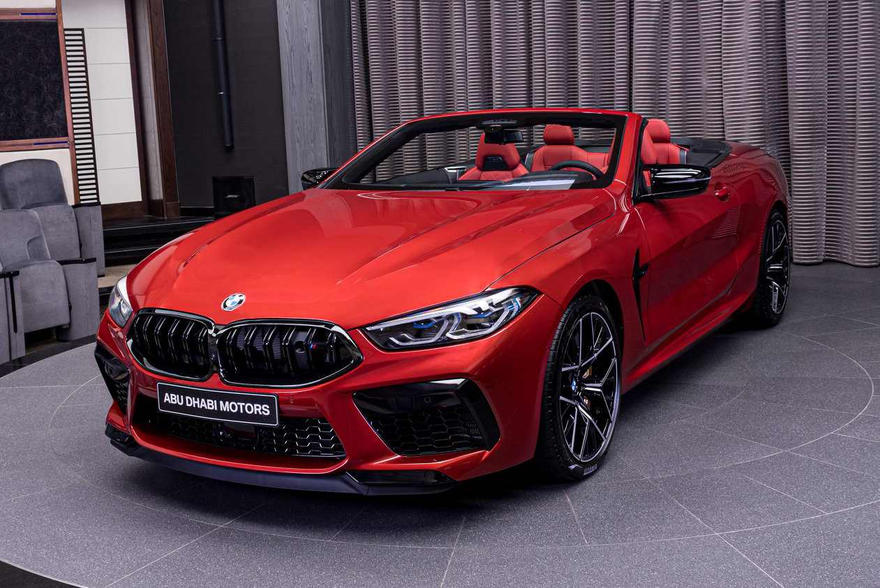 Bmw M8 Cabrio Rotes Leder Interieur Trifft Motegi Rot Metallic